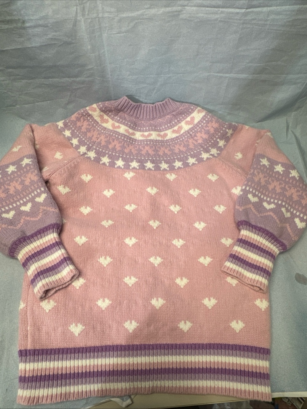 LoveShackFancy Pink and Lavender Fair Isle Cardigan - Picture 6 of 11